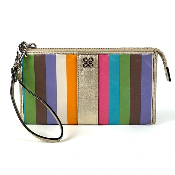 Coach Julia Legacy Stripe Large Zippy Wallet Wristlet